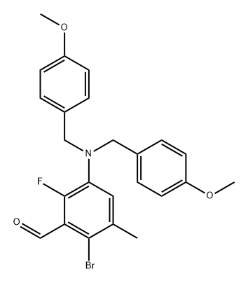 Benzaldehyde, 3-[bis[(4-methoxyphenyl)methyl]amino]-6-bromo-2-fluoro-5-methyl-|3-(双(4-甲氧基苄基)氨基)-6-溴-2-氟-5-甲基苯甲醛