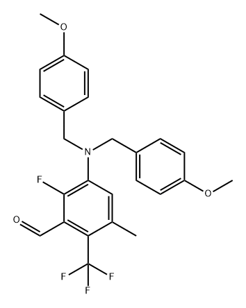 Benzaldehyde, 3-[bis[(4-methoxyphenyl)methyl]amino]-2-fluoro-5-methyl-6-(trifluoromethyl)- Struktur
