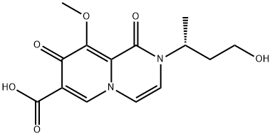 2H-Pyrido[1,2-a]pyrazine-7-carboxylic acid, 1,8-dihydro-2-[(1R)-3-hydroxy-1-methylpropyl]-9-methoxy-1,8-dioxo- Struktur
