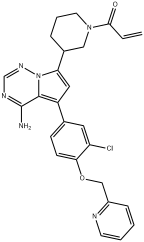 2-Propen-1-one, 1-[3-[4-amino-5-[3-chloro-4-(2-pyridinylmethoxy)phenyl]pyrrolo[2,1-f][1,2,4]triazin-7-yl]-1-piperidinyl]- Struktur