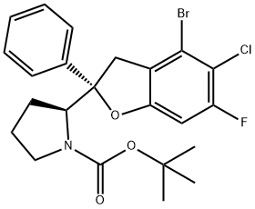 (S)-2-[(S)-4-溴-5-氯-6-氟-2-苯基-2,3-二氢苯并呋喃-2-基]-1-BOC-吡咯烷, 2711862-49-4, 结构式