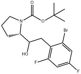 1-Pyrrolidinecarboxylic acid, 2-[2-(2-bromo-4,6-difluorophenyl)-1-hydroxyethyl]-, 1,1-dimethylethyl ester, (2S)- Structure