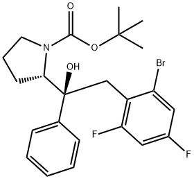 1-Pyrrolidinecarboxylic acid, 2-[(1S)-2-(2-bromo-4,6-difluorophenyl)-1-hydroxy-1-phenylethyl]-, 1,1-dimethylethyl ester, (2S)-,2711862-57-4,结构式