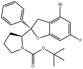 (S)-叔丁基2-((S) -4-溴 -6-氟 -2-苯基 -2,3-二氢苯并呋喃 -2-基)吡咯烷 -1-羧酸盐, 2711862-58-5, 结构式