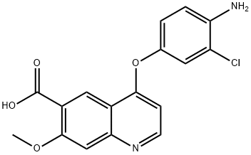 6-Quinolinecarboxylic acid, 4-(4-amino-3-chlorophenoxy)-7-methoxy- Struktur