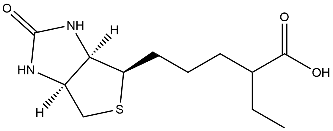 1H-Thieno[3,4-d]imidazole-4-pentanoic acid, α-ethylhexahydro-2-oxo-, (3aR,4R,6aS)-rel- Struktur