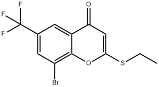 8-bromo-2-ethylsulfanyl-6-(trifluoromethyl)chromen-4-one Struktur