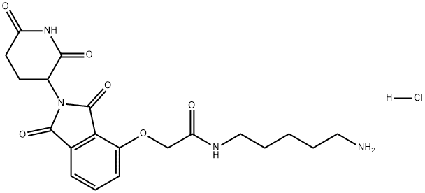 N-(5-Aminopentyl)-2-((2-(2,6-dioxopiperidin-3-yl)-1,3-dioxoisoindolin-4-yl)oxy)acetamide hydrochloride 结构式