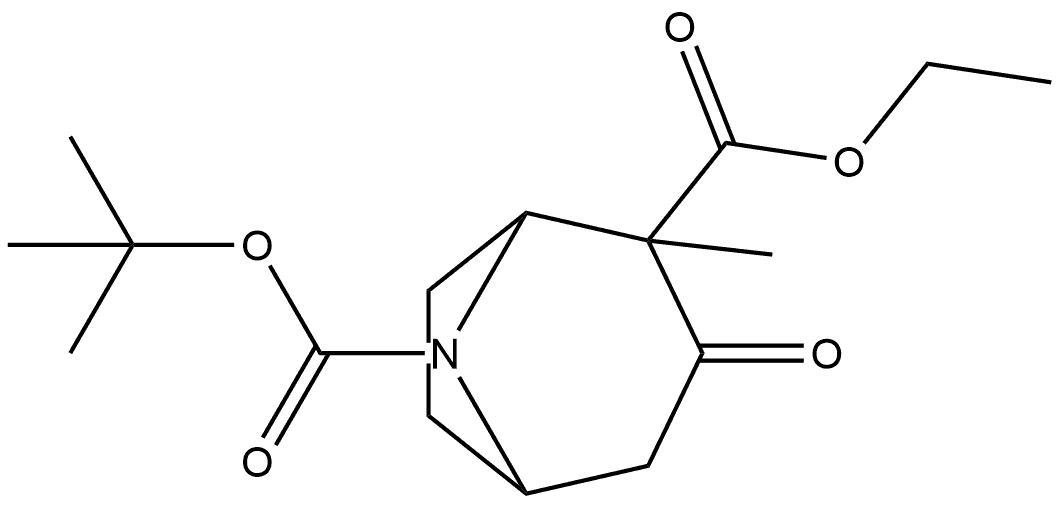 8-Boc-2-methyl-3-oxo-8-aza-bicyclo[3.2.1]octane-2-carboxylic acid ethyl ester Structure