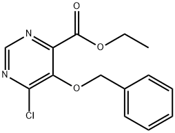 4-Pyrimidinecarboxylic acid, 6-chloro-5-(phenylmethoxy)-, ethyl ester 化学構造式