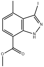 Methyl 3-iodo-4-methyl-1H-indazole-7-carboxylate 化学構造式