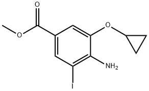 Benzoic acid, 4-amino-3-(cyclopropyloxy)-5-iodo-, methyl ester Structure