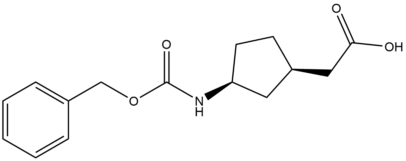 rel-(1R,3S)-3-[[(Phenylmethoxy)carbonyl] amino]cyclopentaneacetic acid Struktur