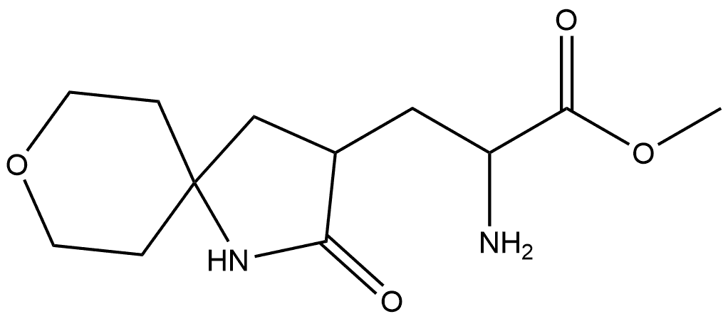 2-氨基-3-(2-氧代-8-氧杂-1-氮杂螺[4.5]癸烷-3-基)丙酸甲酯, 2723436-75-5, 结构式