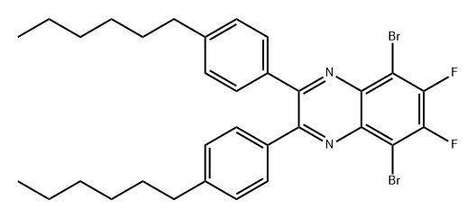 Quinoxaline, 5,8-dibromo-6,7-difluoro-2,3-bis(4-hexylphenyl)- Structure