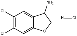 3-Benzofuranamine, 5,6-dichloro-2,3-dihydro-, hydrochloride (1:1) Struktur
