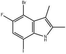 4-Bromo-5-fluoro-7-iodo-2,3-dimethyl-1H-indole 化学構造式