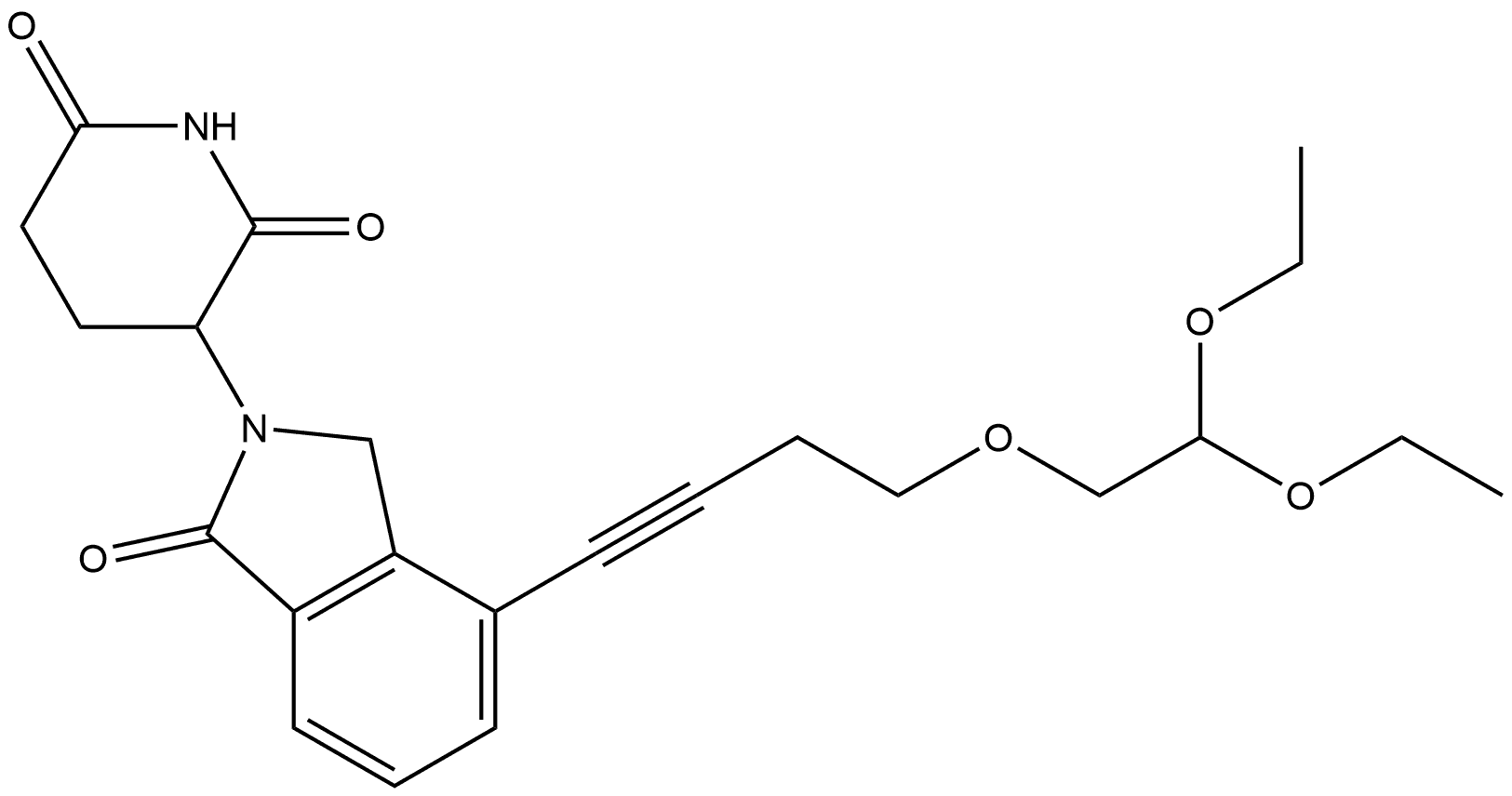 3-[4-[4-(2,2-Diethoxyethoxy)-1-butyn-1-yl]-1,3-dihydro-1-oxo-2H-isoindol-2-yl]-2,6-piperidinedione (ACI) Struktur