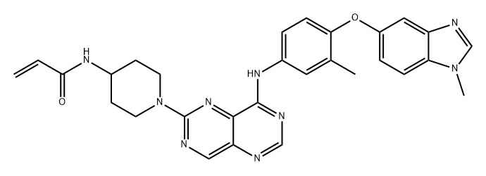2-Propenamide, N-[1-[8-[[3-methyl-4-[(1-methyl-1H-benzimidazol-5-yl)oxy]phenyl]amino]pyrimido[5,4-d]pyrimidin-2-yl]-4-piperidinyl]- Struktur