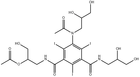 1,3-Benzenedicarboxamide, 5-[acetyl(2,3-dihydroxypropyl)amino]-N1-[2-(acetyloxy)-3-hydroxypropyl]-N3-(2,3-dihydroxypropyl)-2,4,6-triiodo- Structure