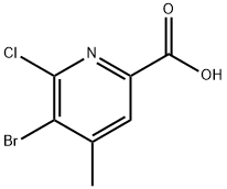 5-Bromo-6-chloro-4-methyl-2-pyridinecarboxylic acid 化学構造式