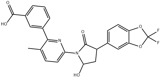 3-[6-[3-(2,2-Difluoro-1,3-benzodioxol-5-yl)-5-hydroxy-2-oxo-1-pyrrolidinyl]-3-methyl-2-pyridinyl]benzoic acid Structure