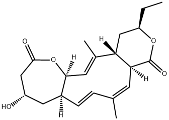 2733581-46-7 2H-Pyrano[3',4':7,8]cyclodec[1,2-b]oxepin-2,10(3H)-dione, 12-ethyl-4,5,5a,9a,12,13,13a,15a-octahydro-4-hydroxy-8,14-dimethyl-, (4S,5aR,6E,8Z,9aS,12R,13aR,14E,15aR)-