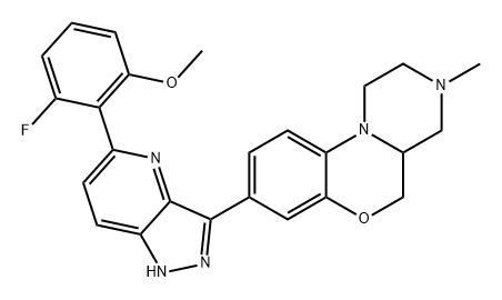 Pyrazino[2,1-c][1,4]benzoxazine, 8-[5-(2-fluoro-6-methoxyphenyl)-1H-pyrazolo[4,3-b]pyridin-3-yl]-1,2,3,4,4a,5-hexahydro-3-methyl-|化合物 HPK1-IN-12