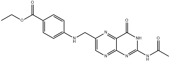 Benzoic acid, 4-[[[2-(acetylamino)-3,4-dihydro-4-oxo-6-pteridinyl]methyl]amino]-, ethyl ester Struktur