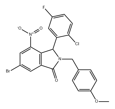 1H-Isoindol-1-one, 6-bromo-3-(2-chloro-5-fluorophenyl)-2,3-dihydro-2-[(4-methoxyphenyl)methyl]-4-nitro- Structure