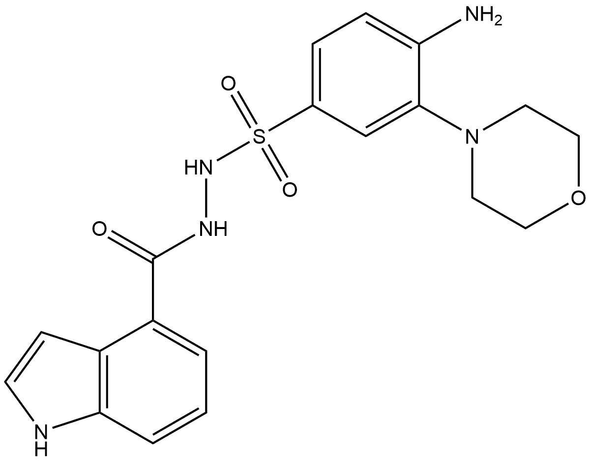 4-amino-N'-(1H-indole-4-carbonyl)-3-morpholinobenzenesulfonohydrazide Structure