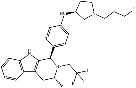 3-Pyridinamine, N-[(3S)-1-(3-fluoropropyl)-3-pyrrolidinyl]-6-[(1S,3R)-2,3,4,9-tetrahydro-3-methyl-2-(2,2,2-trifluoroethyl)-1H-pyrido[3,4-b]indol-1-yl]- Structure