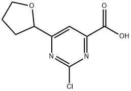 2-Chloro-6-(tetrahydro-2-furanyl)-4-pyrimidinecarboxylic acid Struktur