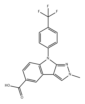 Pyrazolo[3,4-b]indole-5-carboxylic acid, 2,8-dihydro-2-methyl-8-[4-(trifluoromethyl)phenyl]- Structure