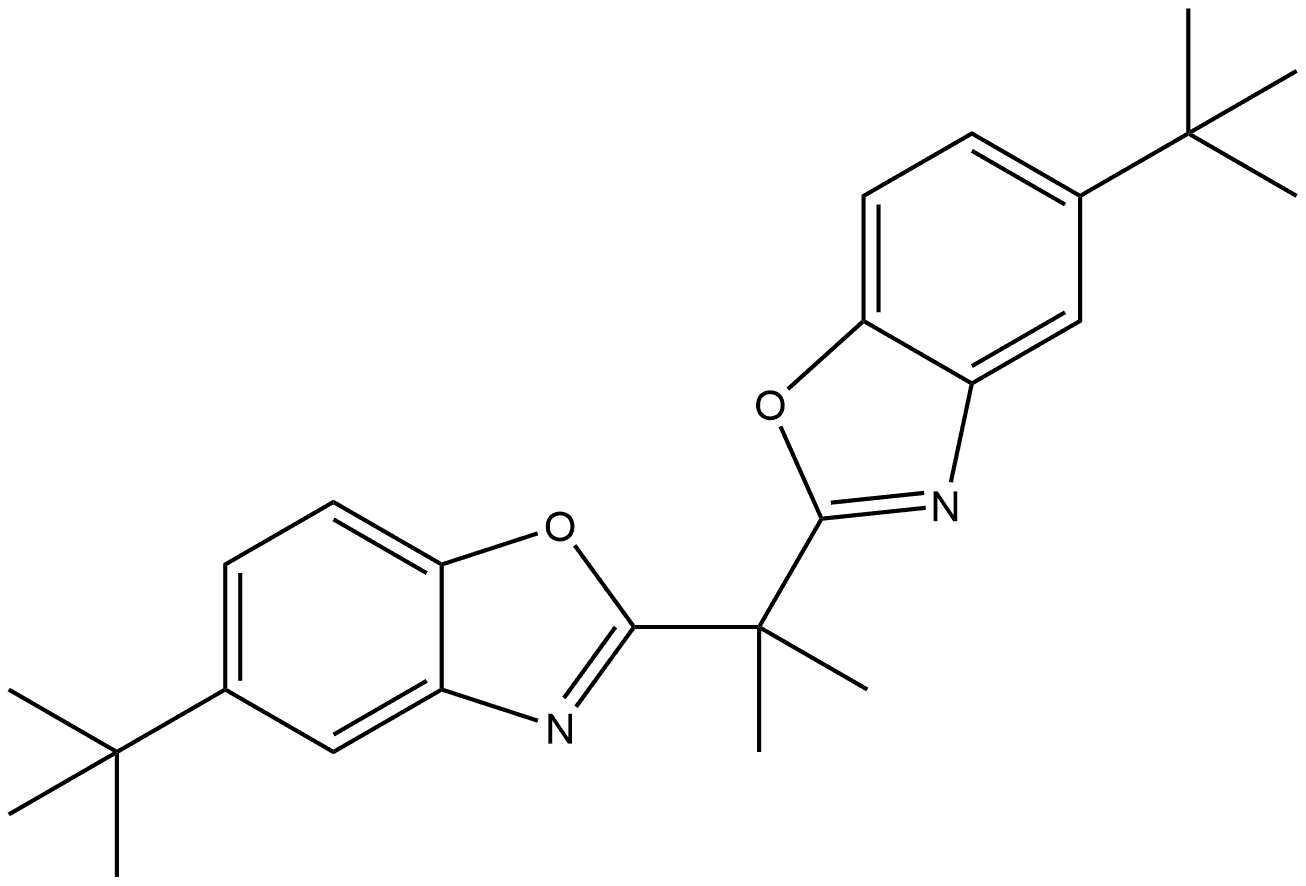 2,2'-丙烷-2,2-二基双(5-叔丁基)苯并恶唑 结构式