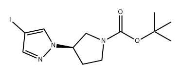 (R)-3-(4-碘-1H-吡唑-1-基)吡咯烷-1-羧酸叔丁酯 结构式