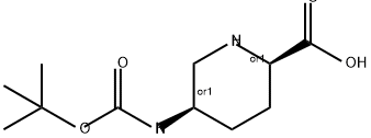 2-Piperidinecarboxylic acid, 5-[[(1,1-dimethylethoxy)carbonyl]amino]-, (2R,5R)-rel- 结构式