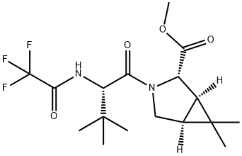 3-Azabicyclo[3.1.0]hexane-2-carboxylic acid, 3-[(2S)-3,3-dimethyl-1-oxo-2-[(2,2,2-trifluoroacetyl)amino]butyl]-6,6-dimethyl-, methyl ester, (1R,2S,5S)- Struktur