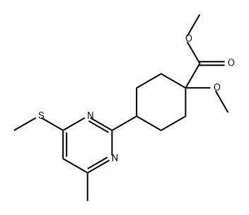 Cyclohexanecarboxylic acid, 1-methoxy-4-[4-methyl-6-(methylthio)-2-pyrimidinyl]-, methyl ester 化学構造式