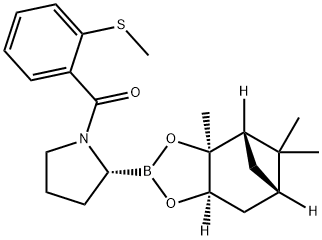 Methanone, [(2R)-2-[(3aS,4S,6S,7aR)-hexahydro-3a,5,5-trimethyl-4,6-methano-1,3,2-benzodioxaborol-2-yl]-1-pyrrolidinyl][2-(methylthio)phenyl]- Structure