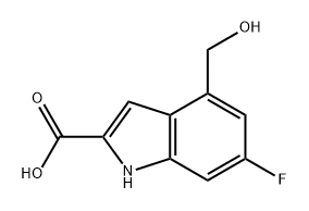 1H-Indole-2-carboxylic acid, 6-fluoro-4-(hydroxymethyl)- 化学構造式