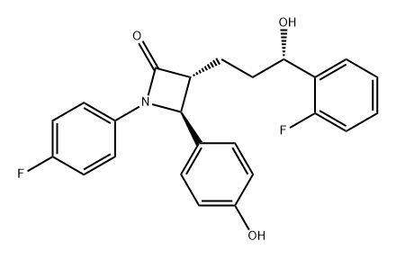 2-Azetidinone, 1-(4-fluorophenyl)-3-[(3S)-3-(2-fluorophenyl)-3-hydroxypropyl]-4-(4-hydroxyphenyl)-, (3R,4S)- Structure
