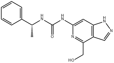 Urea, N-[4-(hydroxymethyl)-1H-pyrazolo[4,3-c]pyridin-6-yl]-N'-[(1R)-1-phenylethyl]- Struktur