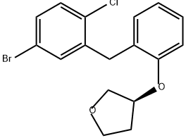 Furan, 3-[2-[(5-bromo-2-chlorophenyl)methyl]phenoxy]tetrahydro-, (3S)- 化学構造式