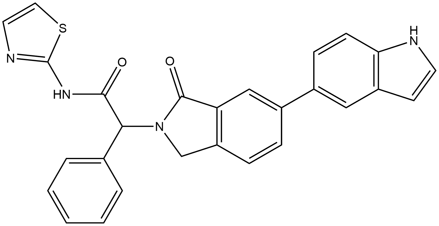 2H-Isoindole-2-acetamide, 1,3-dihydro-6-(1H-indol-5-yl)-1-oxo-α-phenyl-N-2-thiazolyl-,2748162-29-8,结构式