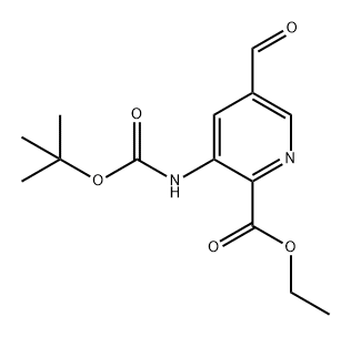 2-Pyridinecarboxylic acid, 3-[[(1,1-dimethylethoxy)carbonyl]amino]-5-formyl-, ethyl ester 化学構造式