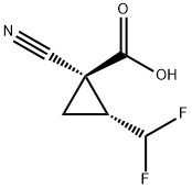 Cyclopropanecarboxylic acid, 1-cyano-2-(difluoromethyl)-, (1R,2R)- Structure