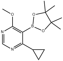 Pyrimidine, 4-cyclopropyl-6-methoxy-5-(4,4,5,5-tetramethyl-1,3,2-dioxaborolan-2-yl)- 化学構造式