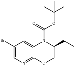 1,1-Dimethylethyl (2S)-7-bromo-2-ethyl-2,3-dihydro-1H-pyrido[2,3-b][1,4]oxazine-1-carboxylate Structure