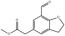 Methyl 7-formyl-2,3-dihydro-5-benzofuranacetate Struktur